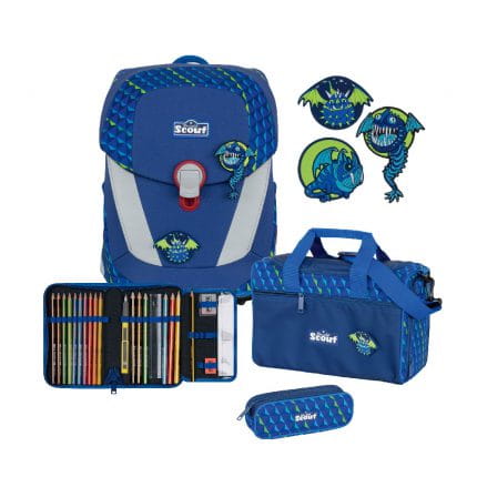 Kindergartenrucksack für Jungen 4tlg. Set mit Brotdose und Trinkflasche  Bagger Blau